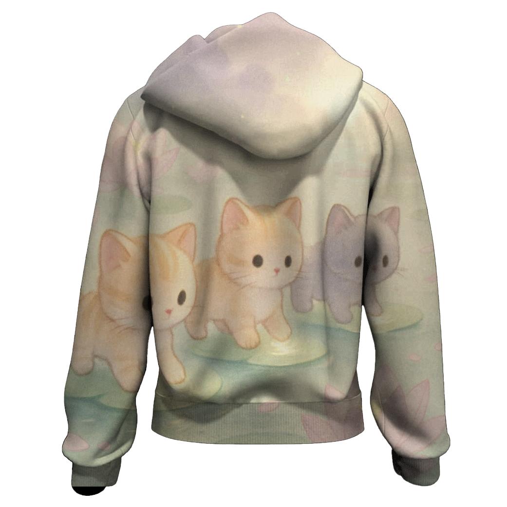 Floating Lotus Pond Kittens hoodies fashion