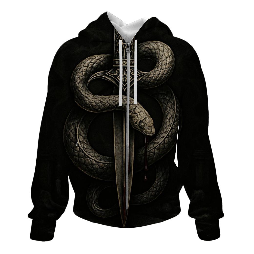 Dagger And Serpent Of The Night Oath zip-up hoodies