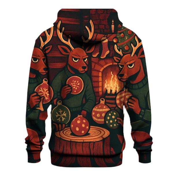 Reindeer Poker Night In Cozy Cabin Glow pullover hoodies