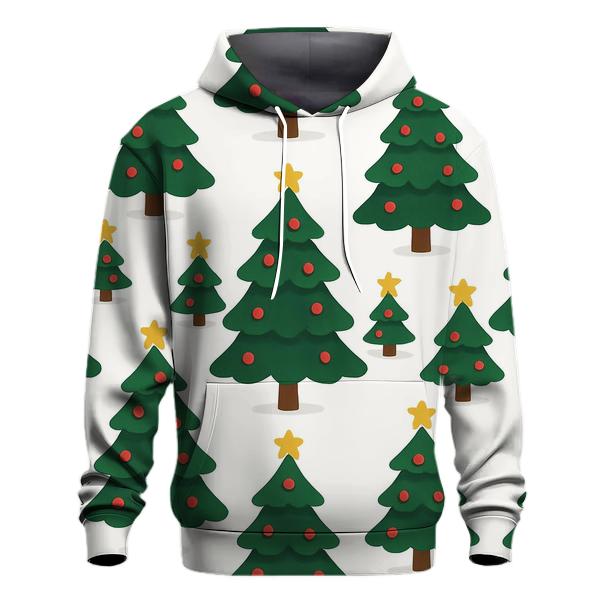 Christmas Tree Icon Grid On White Background printed hoodies