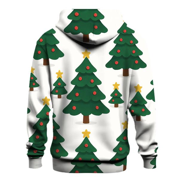 Christmas Tree Icon Grid On White Background printed hoodies