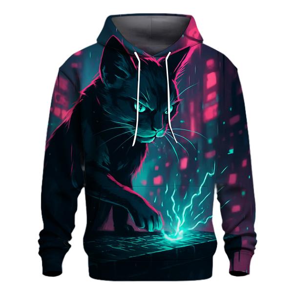 Neon Alley Circuit Cat lightweight hoodies