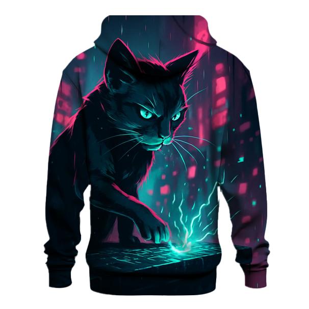 Neon Alley Circuit Cat lightweight hoodies