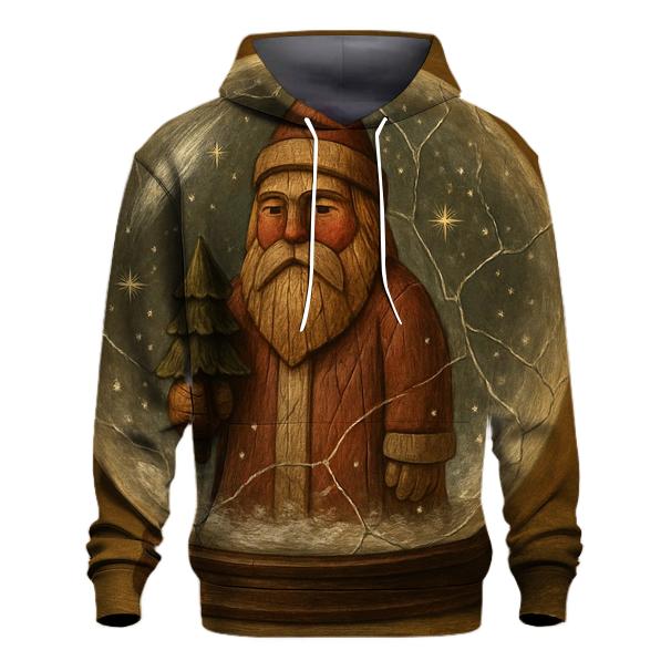 Wood Carved Vintage Santa In Snow Globe Forest hoodie styles