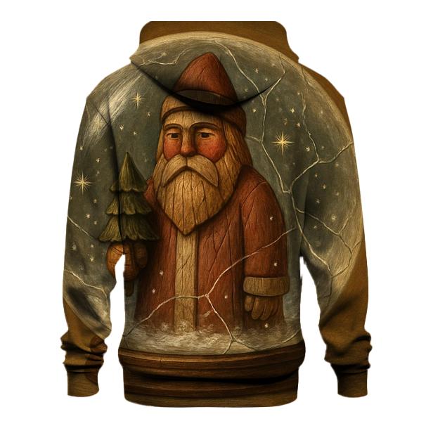 Wood Carved Vintage Santa In Snow Globe Forest hoodie styles