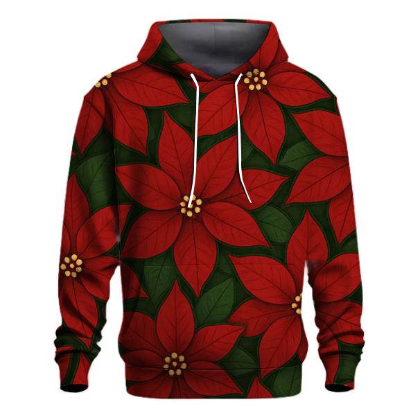 Poinsettia Petal Tessellation On Deep Green Background printed hoodies
