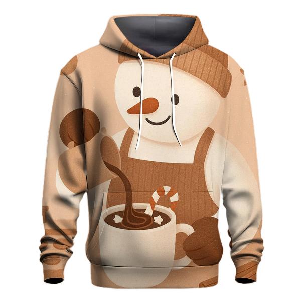 Snowman Barista Serving Cocoa Swirls graphic hoodies