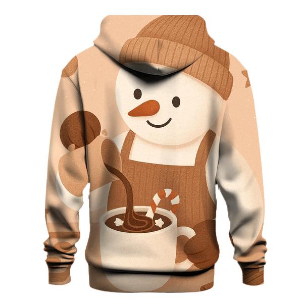Snowman Barista Serving Cocoa Swirls graphic hoodies