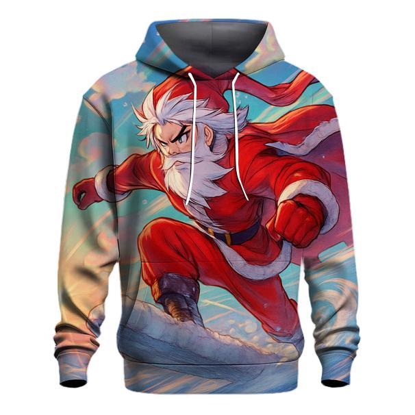 Anime Inspired Santa Sky Surfing On Snow Clouds hoodie styles