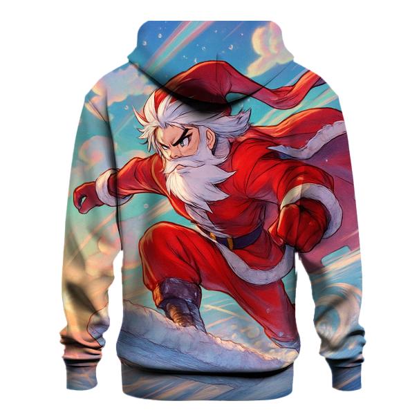 Anime Inspired Santa Sky Surfing On Snow Clouds hoodie styles