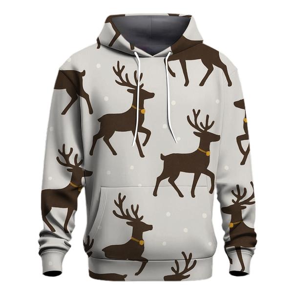 Reindeer Silhouette Diagonal March On Light Gray Background heavyweight hoodies