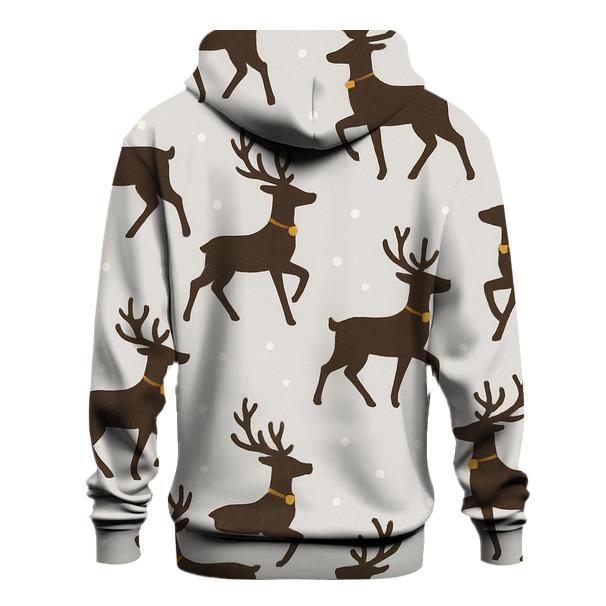 Reindeer Silhouette Diagonal March On Light Gray Background heavyweight hoodies