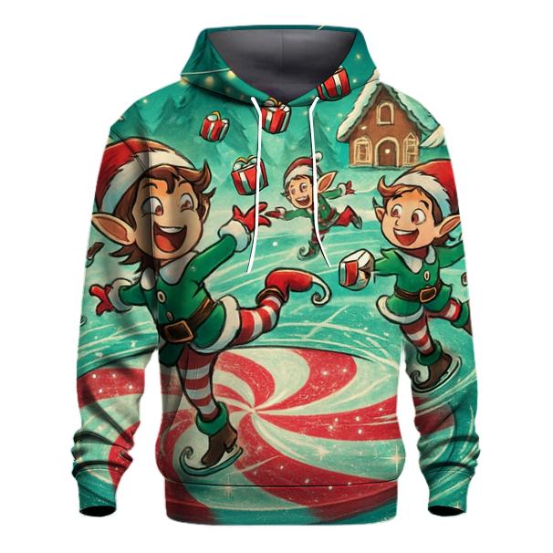 Elf Skate Party On Frozen Candy Pond graphic hoodies