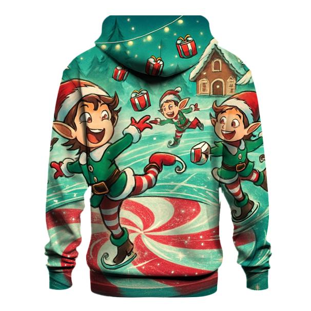 Elf Skate Party On Frozen Candy Pond graphic hoodies