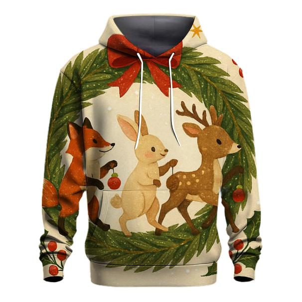 Winter Wildlife Wreath Parade embroidered hoodies