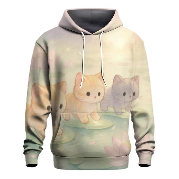 Floating Lotus Pond Kittens premium hoodies