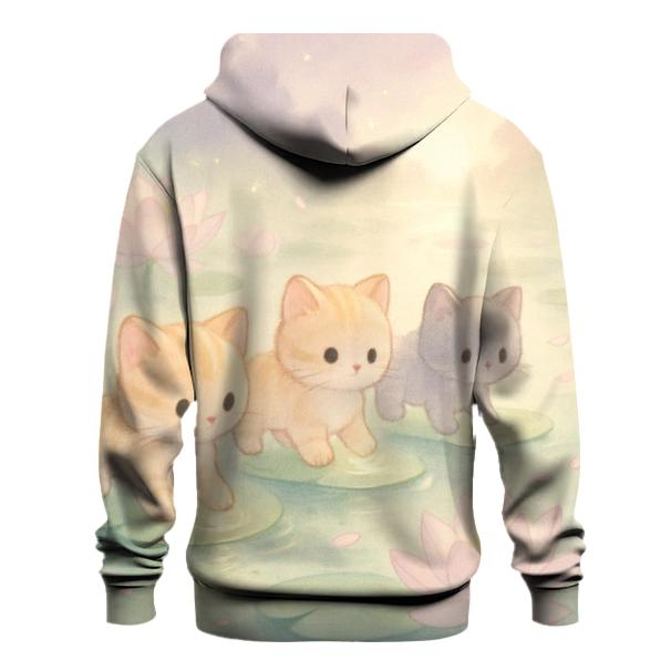 Floating Lotus Pond Kittens premium hoodies
