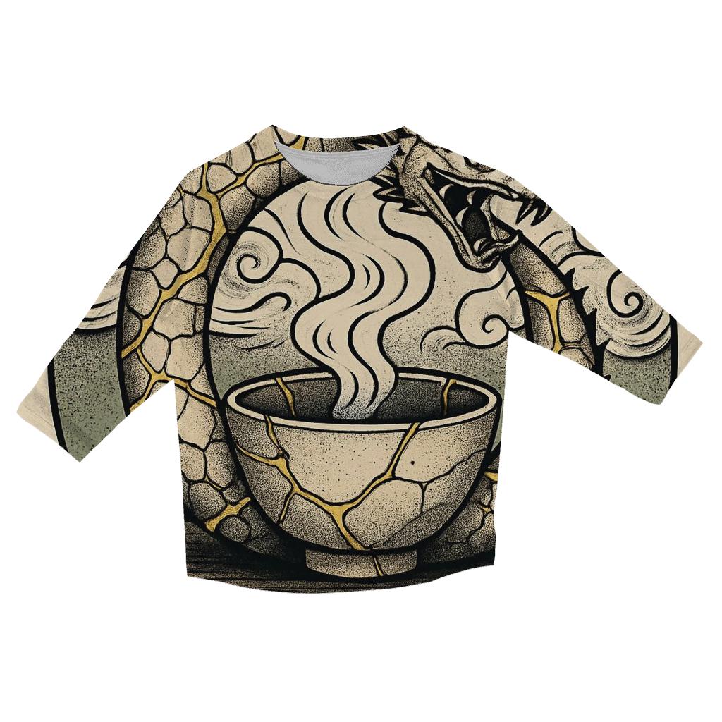 Kintsugi Serpent Of Second Chances printed three quarter sleeve shirts