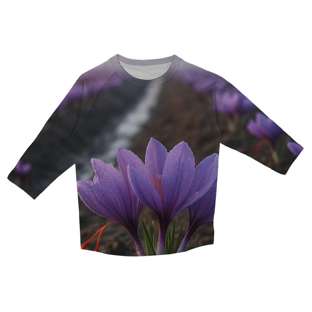 Saffron Crocus Harvest Rows At Dawn cotton quarter sleeve shirts