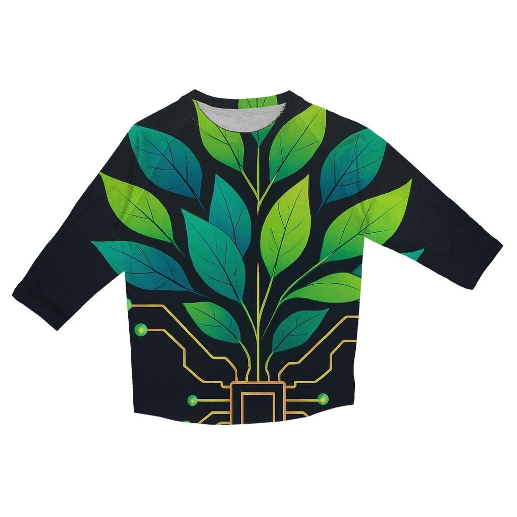Neon Botanical Circuit Garden trendy 3/4 sleeve tops