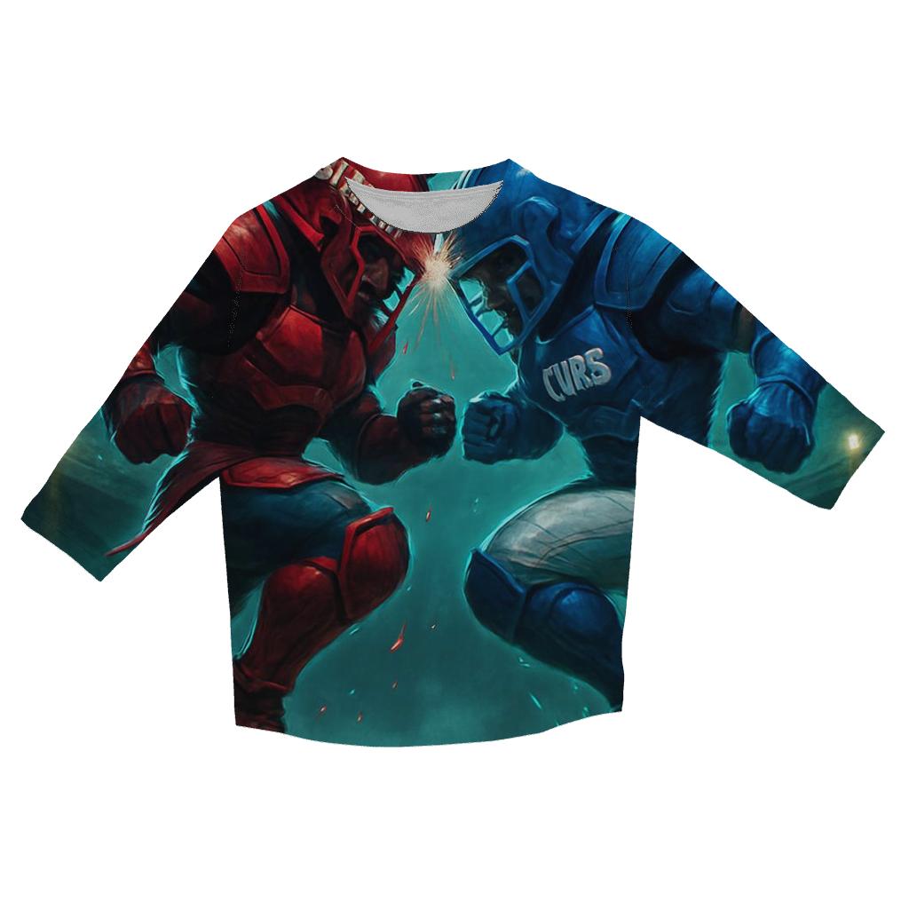 Midnight Helmet Clash Over Wrigley Fog trendy 3/4 sleeve tops