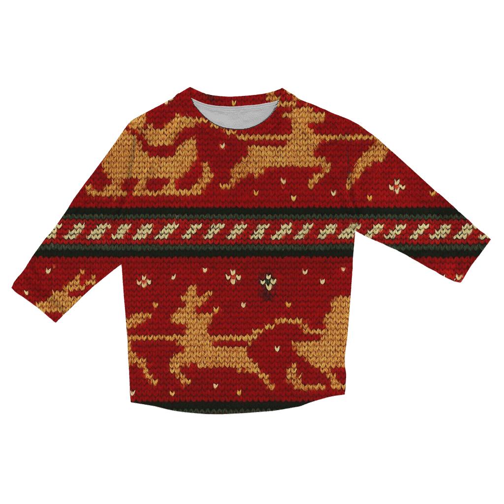 Santa Sleigh Pixel Speedway Design fashion 3/4 sleeve shirts
