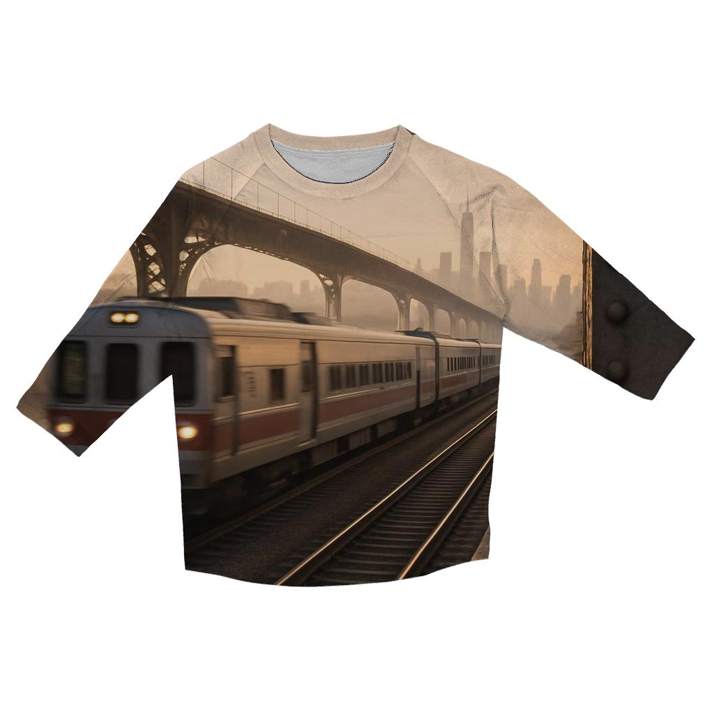 Harlem River Sunrise From A Metro North Overpass casual three quarter sleeve shirts