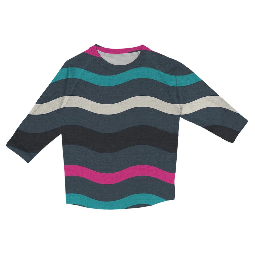 VHS Tracking Wave Stripes designer 3/4 sleeve blouses