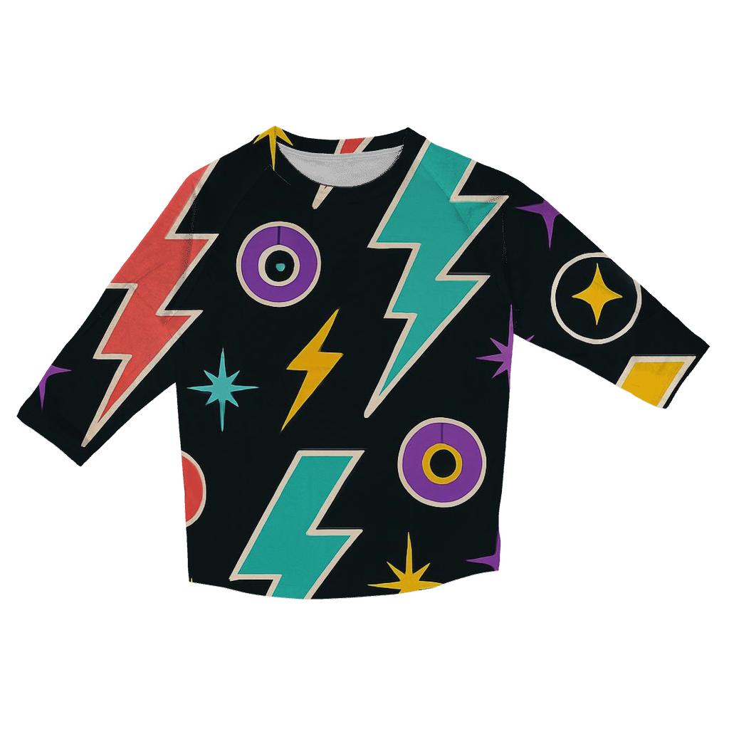 Roller Rink Lightning Pattern cotton quarter sleeve shirts