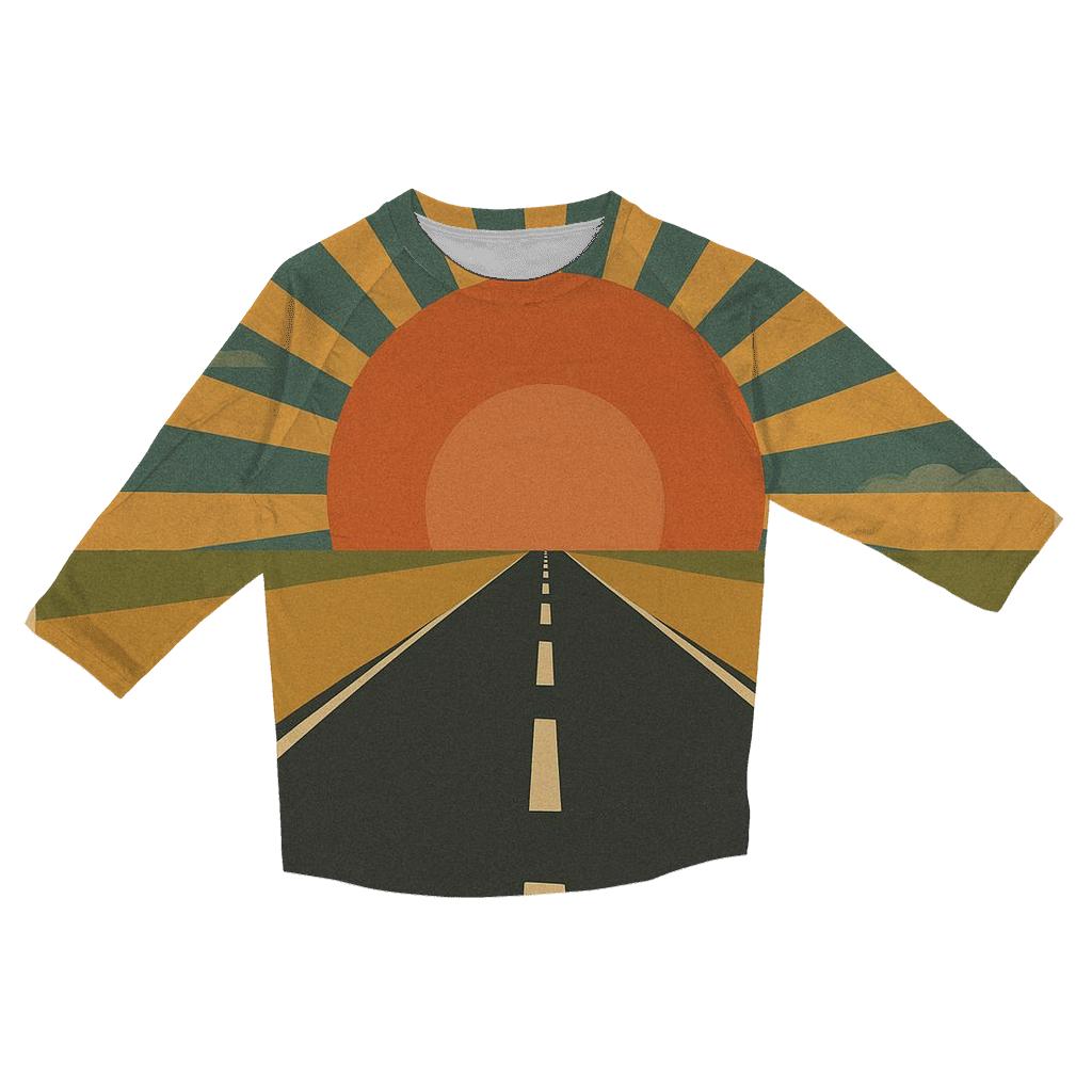 Sunburst Road Trip Horizon printed three quarter sleeve shirts