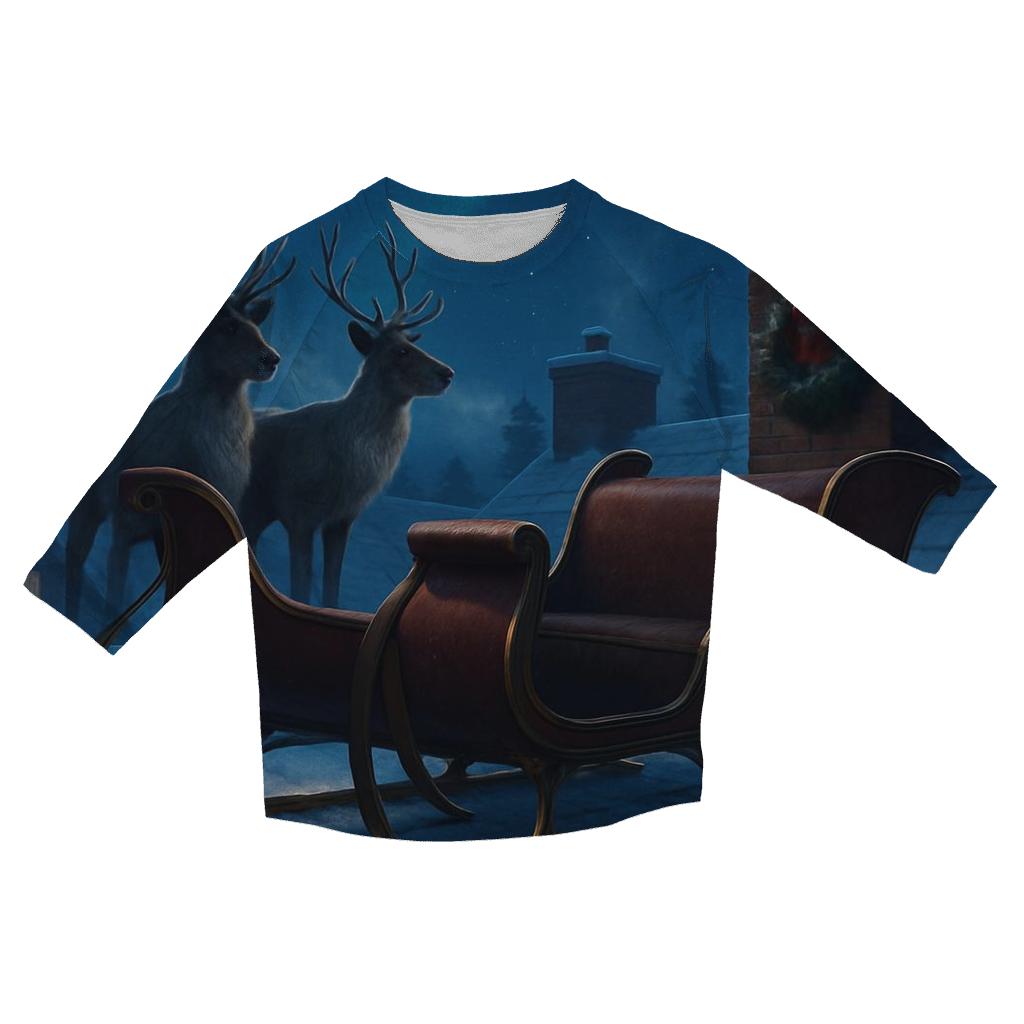 Midnight Sleigh On Rooftop Silence custom 3/4 sleeve shirts