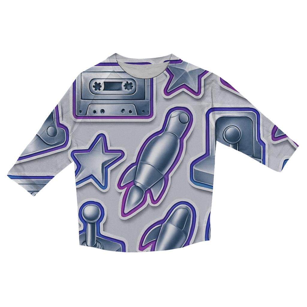 Chrome Sticker Patchwork stylish quarter sleeve tops