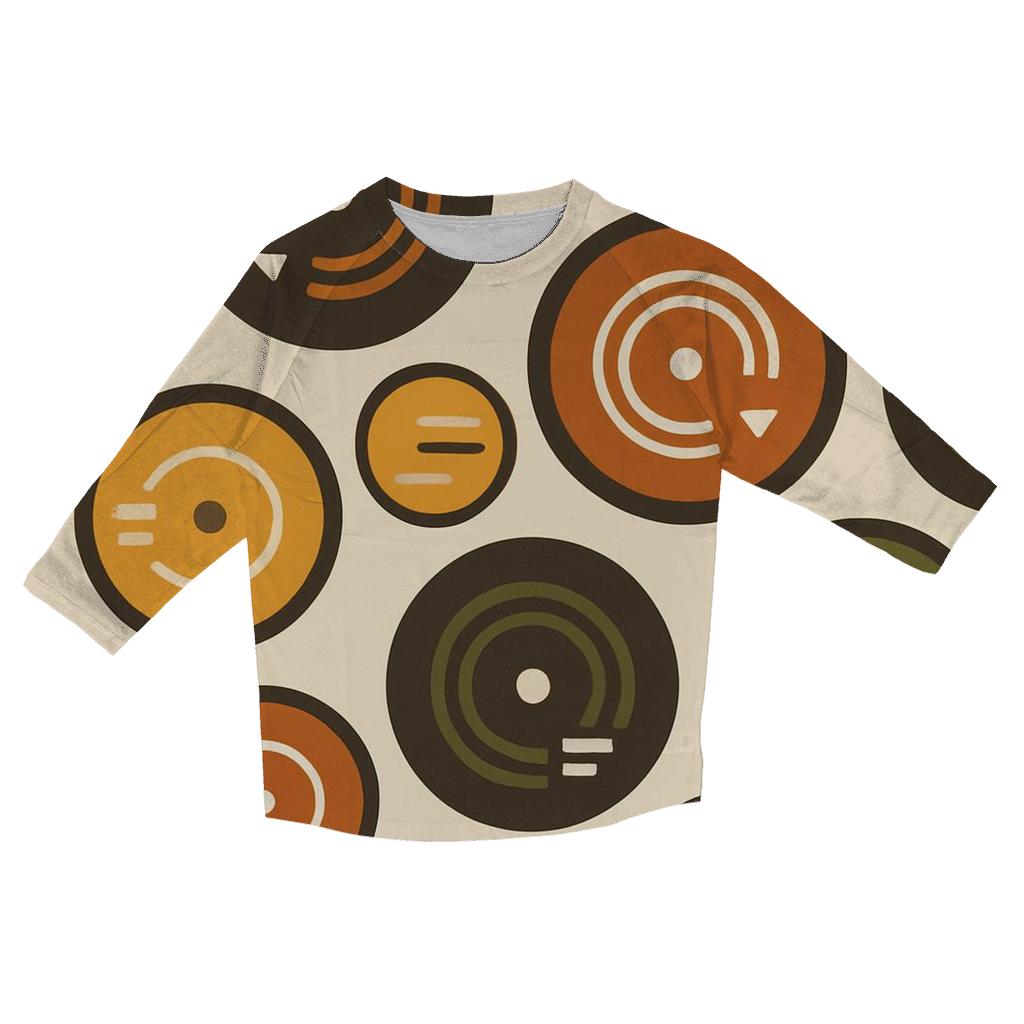Funky Geometric Record Labels custom 3/4 sleeve shirts