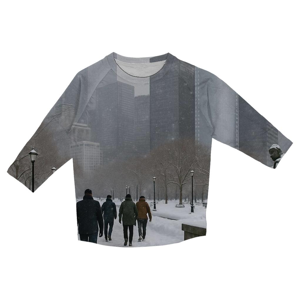 Battery Park Winter Snowline Facing The Financial District fashion 3/4 sleeve shirts