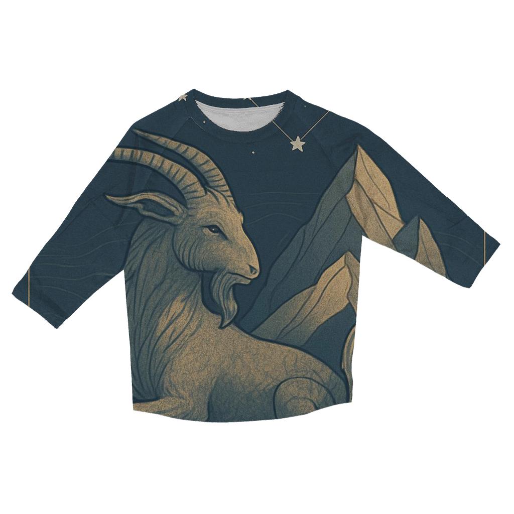 Capricorn Sea Goat Mountain Chart casual three quarter sleeve shirts