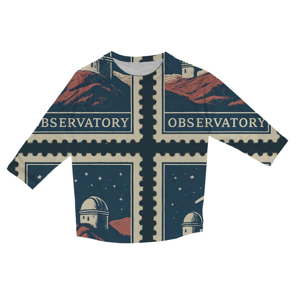 Retro Observatory Travel Stamp Set trendy 3/4 sleeve tops