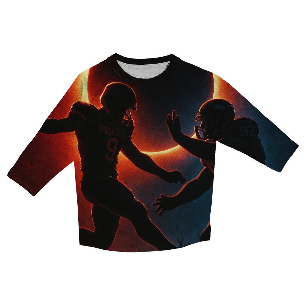 Solar Eclipse End Zone Duel casual three quarter sleeve shirts