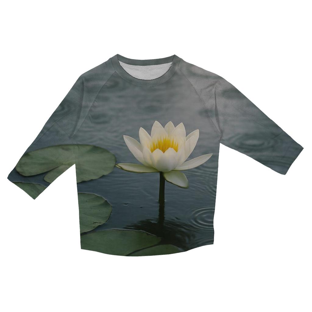 Water Lily Leaves With Flower And Raindrop Rings stylish quarter sleeve tops