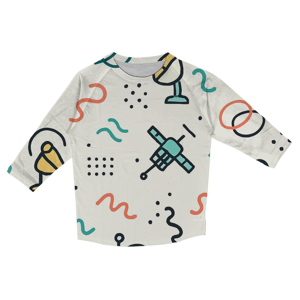 Memphis Satellite Doodles designer 3/4 sleeve blouses