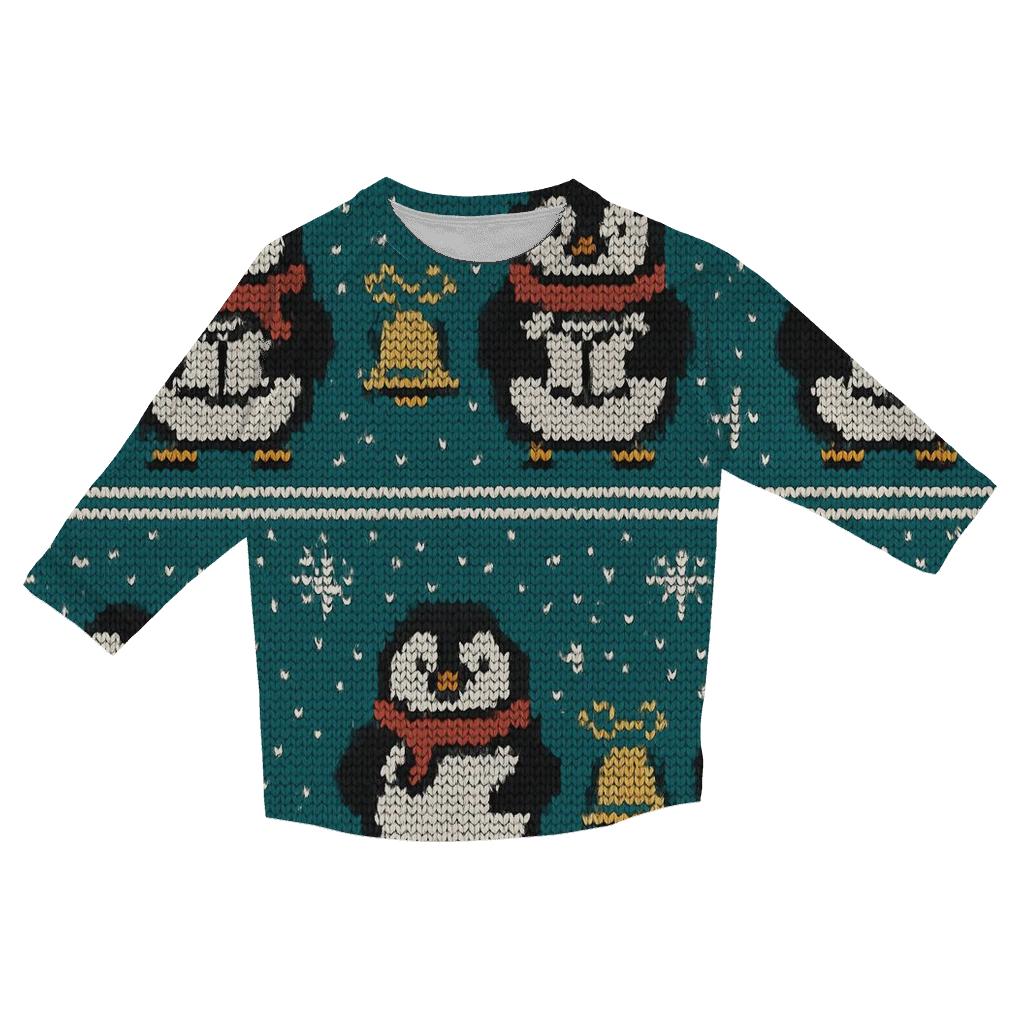 Penguin Caroler Star Map Design stylish quarter sleeve tops