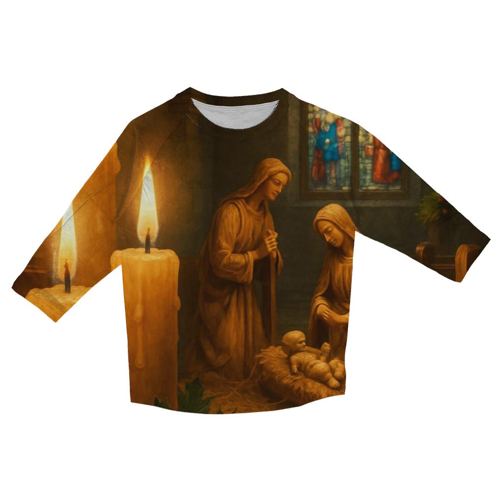 Silent Chapel Nativity Candlelight designer 3/4 sleeve blouses