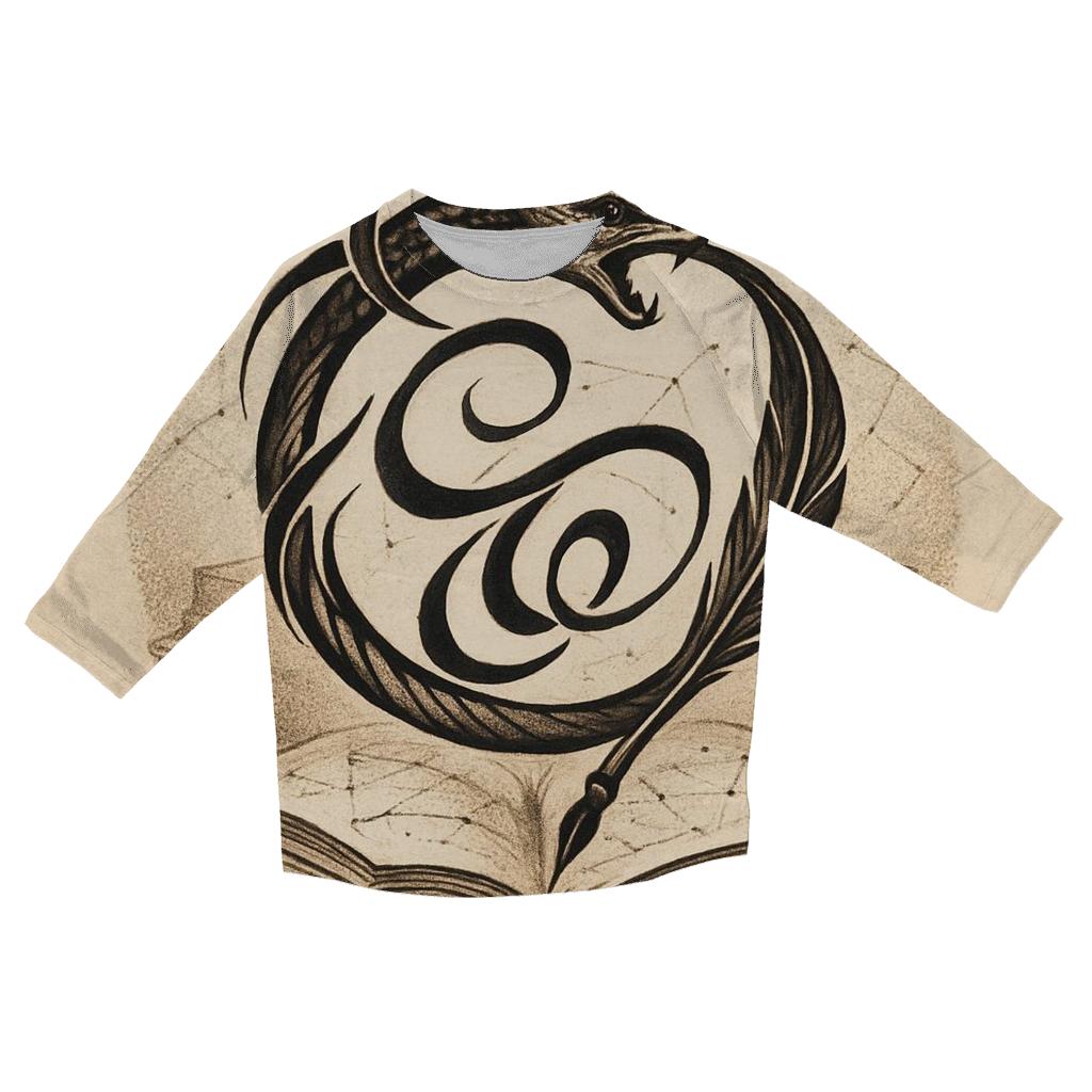 Library Spiral Ouroboros Ink stylish quarter sleeve tops