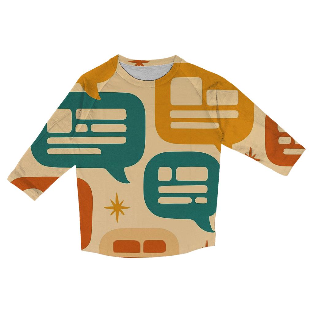 Seventies Typographic Speech Bubbles custom 3/4 sleeve shirts