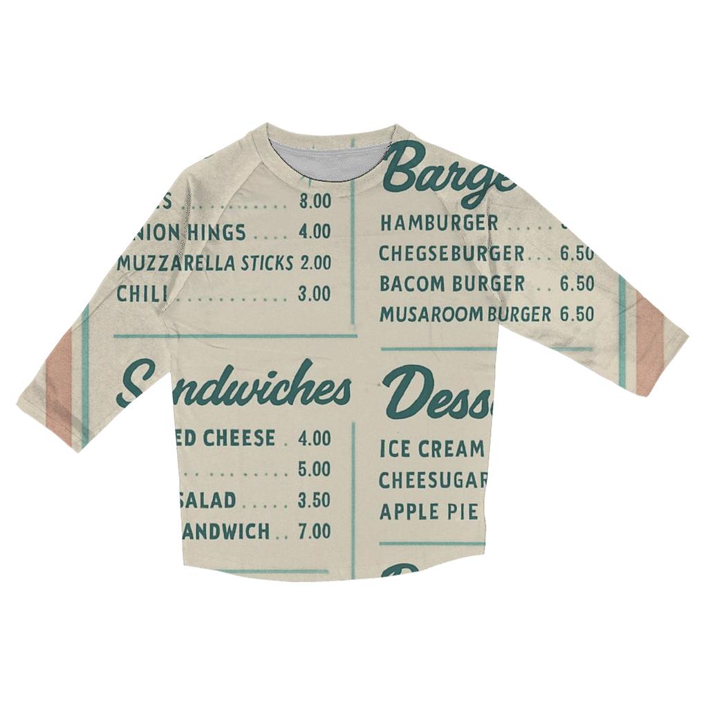 Classic Diner Menu With Starburst Accents trendy 3/4 sleeve tops