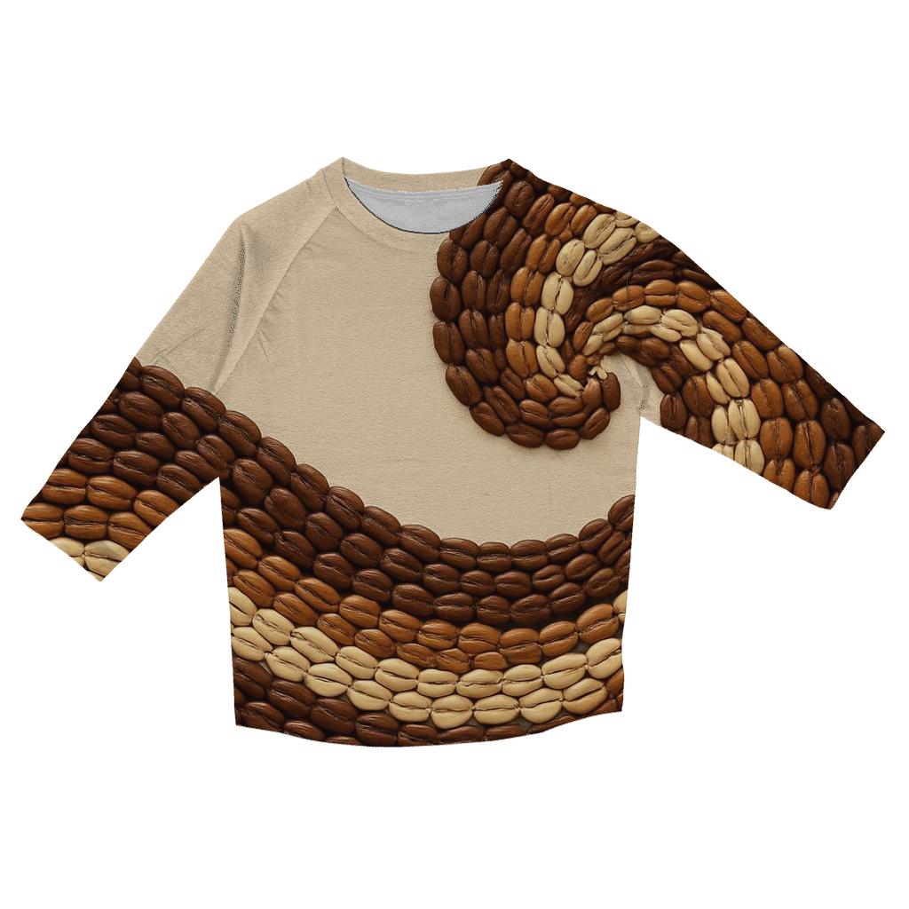 Bean Mosaic Wave printed three quarter sleeve shirts