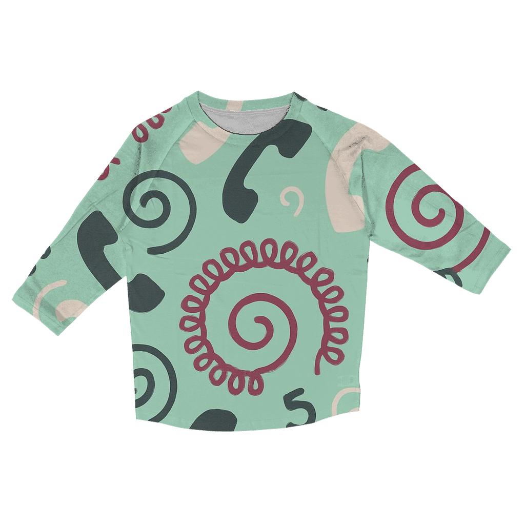 Retro Phone Cord Spirals printed three quarter sleeve shirts
