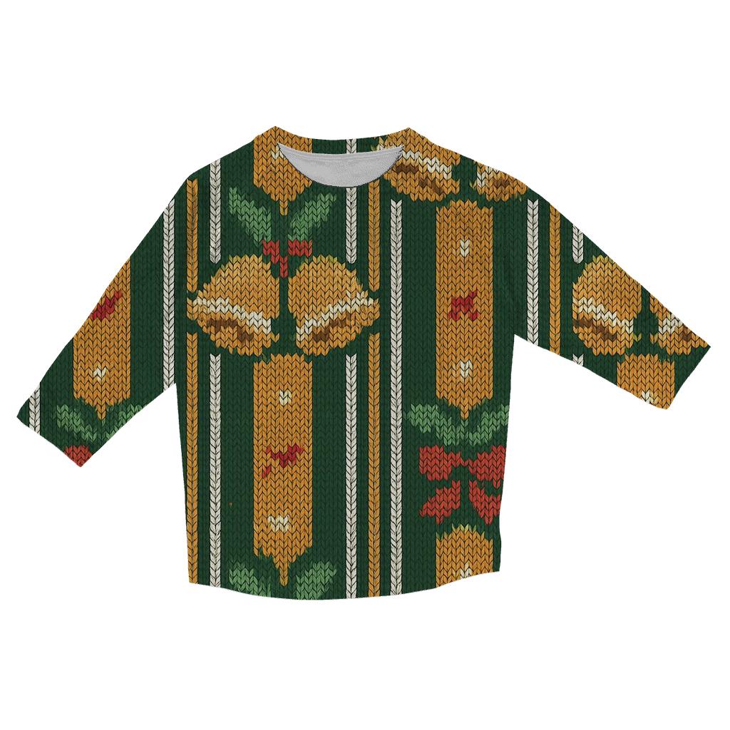 Holly Jingle Bell Barcode Design casual three quarter sleeve shirts