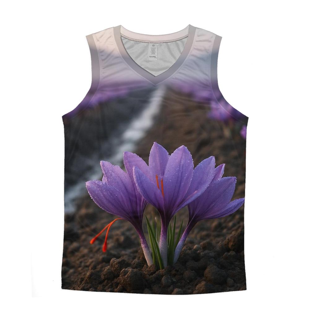 Saffron Crocus Harvest Rows At Dawn stylish racerback tanks