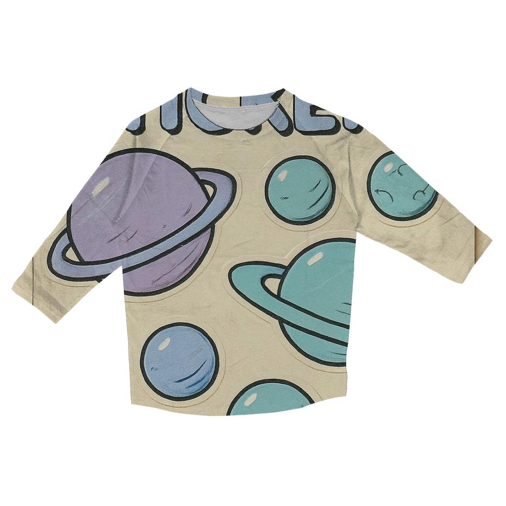 Worn 1990s Planetary Sticker Sheet personalized 3/4 sleeve tees