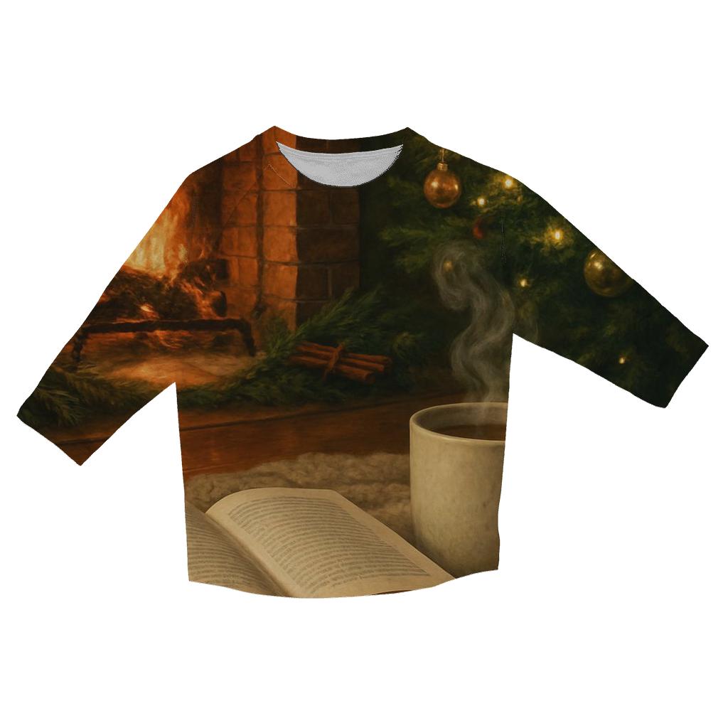 Fireside Reading Under Tree Glow casual three quarter sleeve shirts